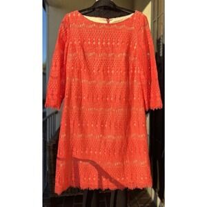 Eliza J Women’s Lace Coral Orange Sheath Dress Size 10